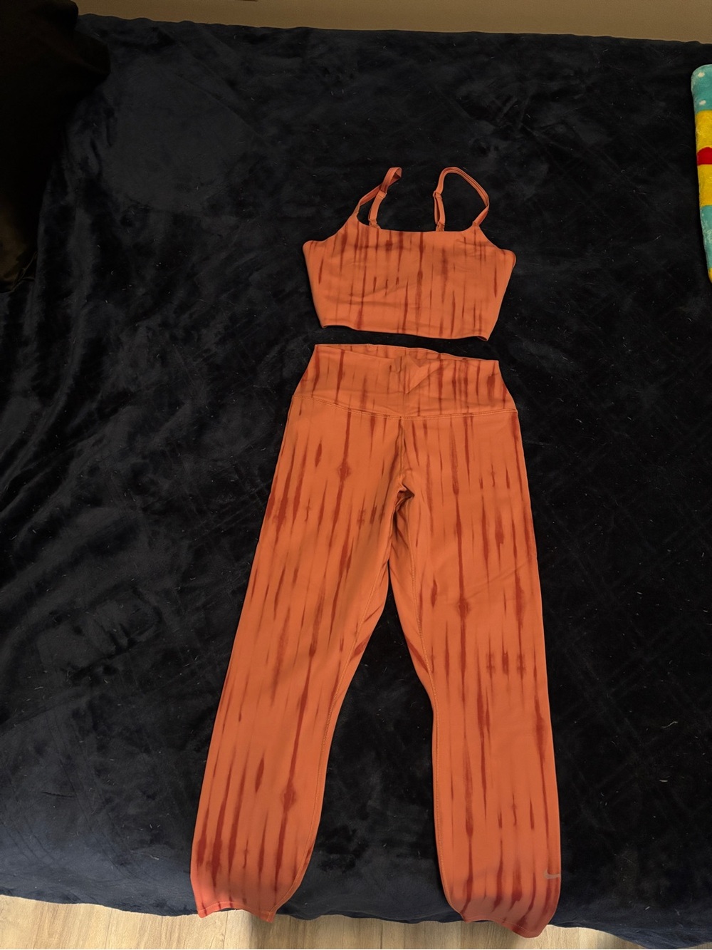 Nike Women's Rust Tie-Dye Track Joggers and Crop Top Set